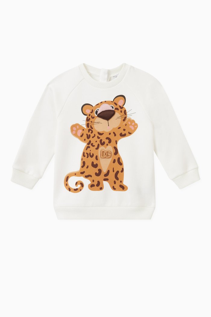 

Leopard-print Sweatshirt in Jersey, White