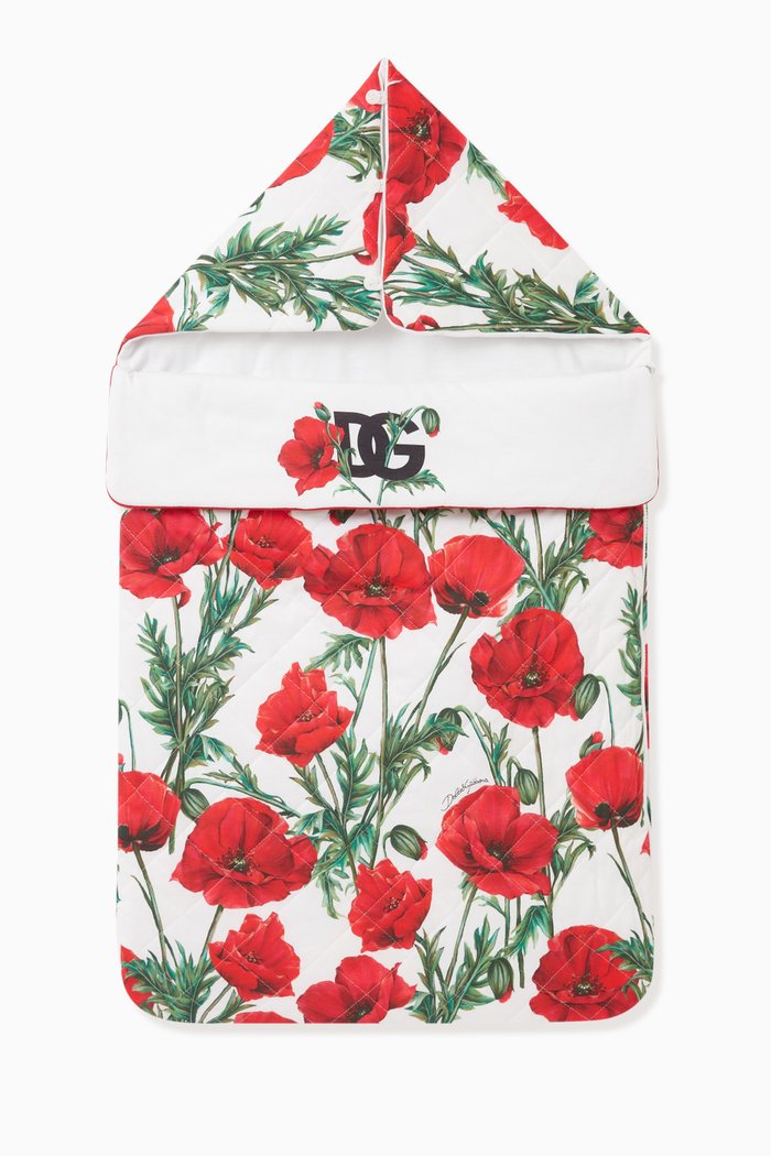 

Happy Garden Poppy-print Sleeping Bag in Cotton, Red