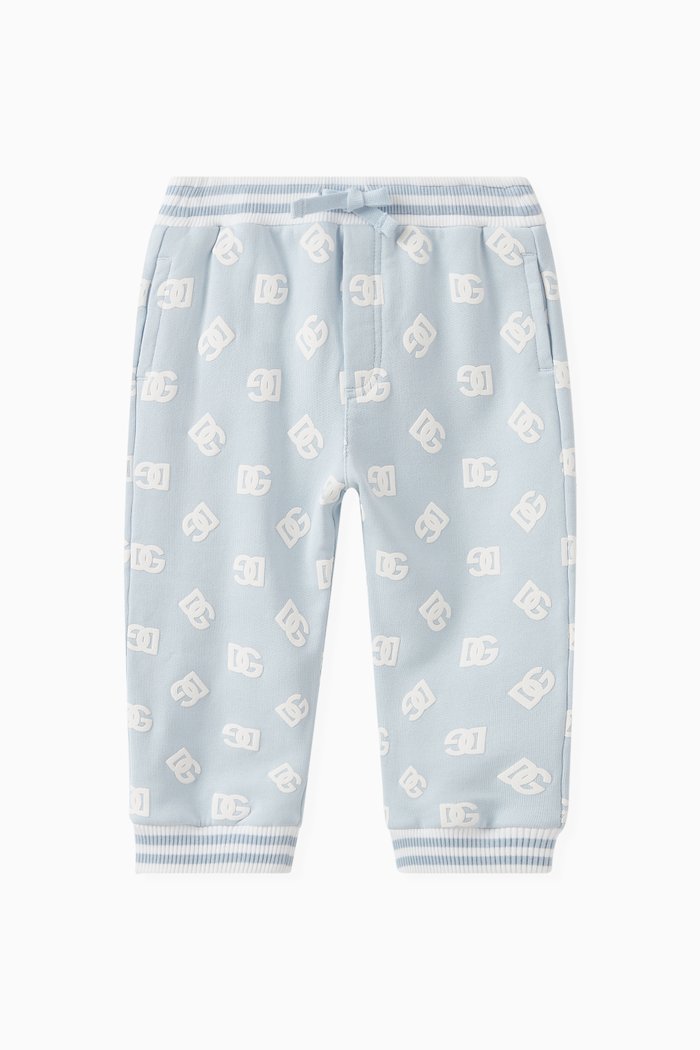 Logo Print Sweatpants in Cotton, Blue
