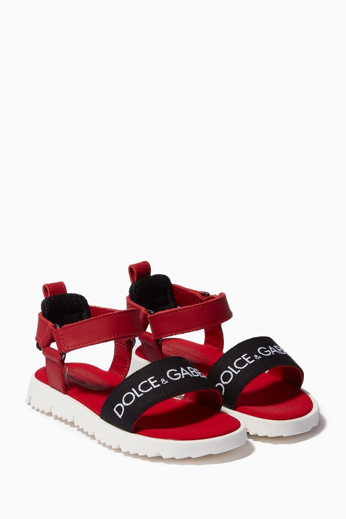 

Logo Sandals in Leather, Red