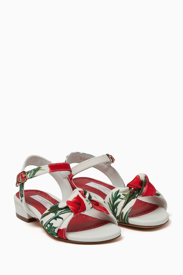 Happy Garden Poppy Sandals in Leather, White