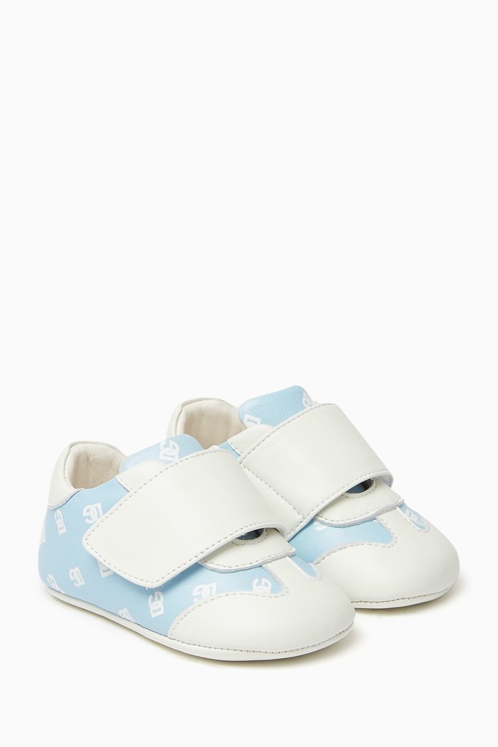 Logo-print Low-top Sneakers in Nappa, Blue