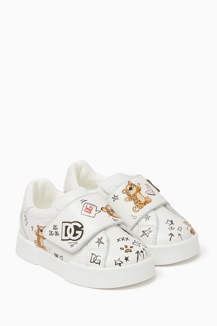 

Leo Graffiti-print Low-top Sneakers in Nappa, White
