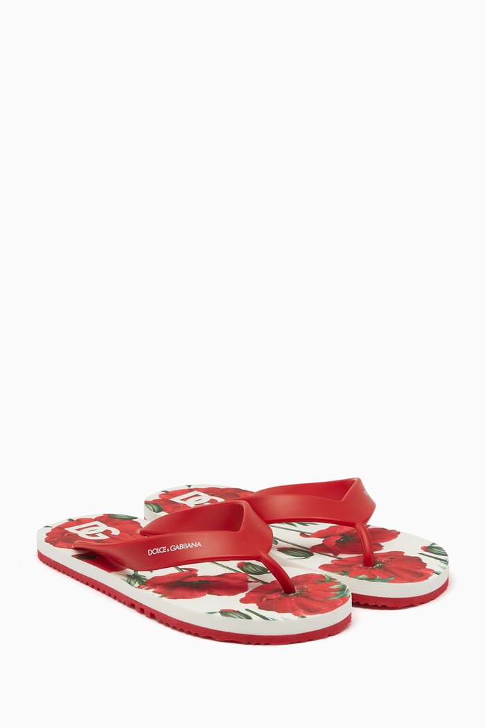 Happy Garden Flip Flops in Rubber, Red