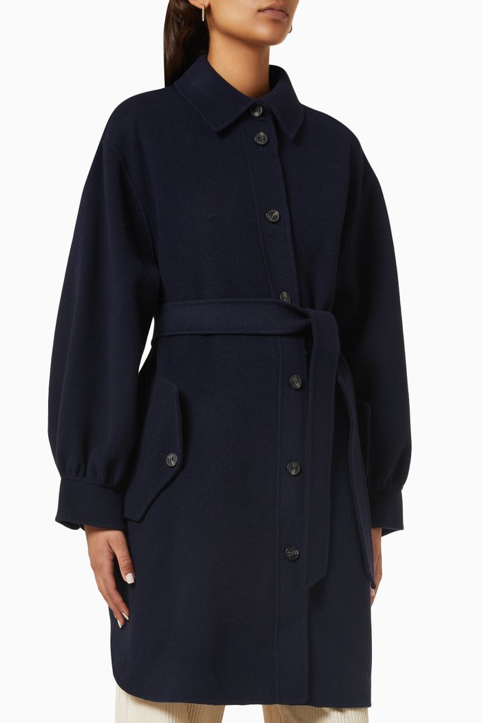 

Fariseo Belted Coat in Wool, Blue