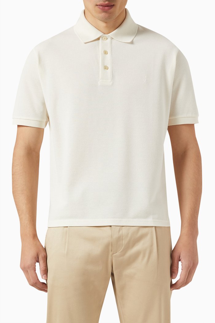 

Logo Polo in Cotton Pique, White