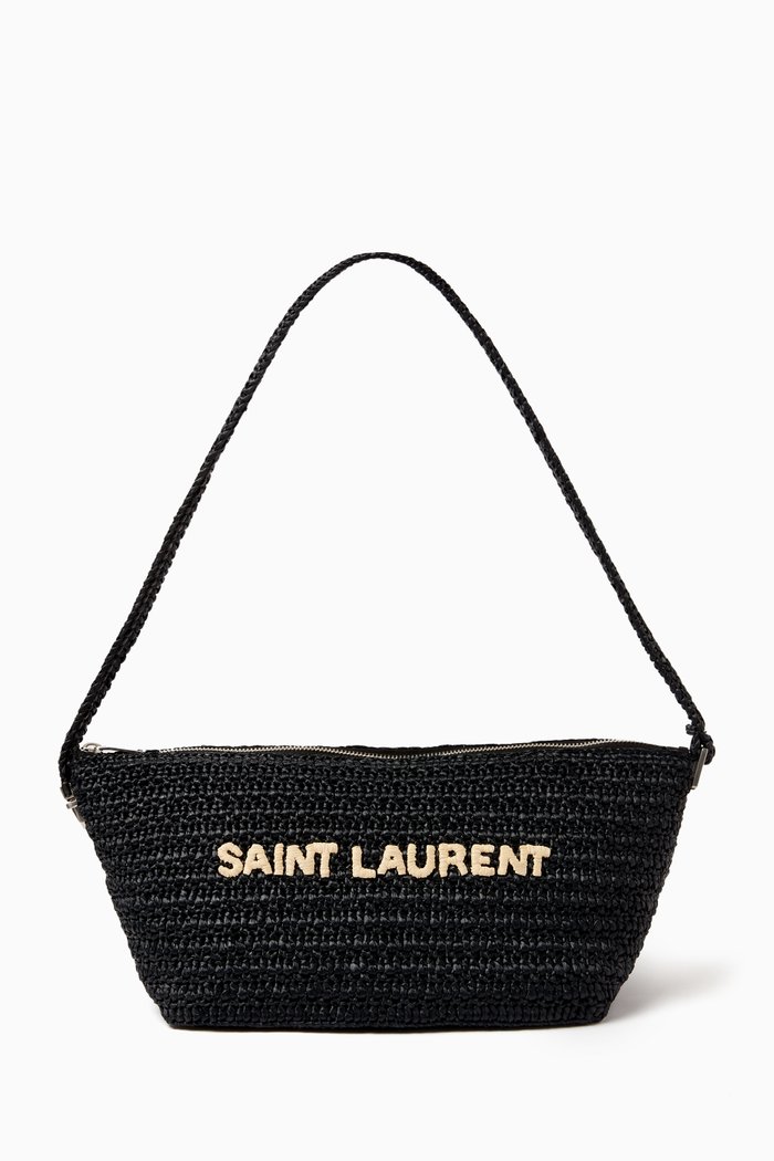 

Le Rafia Crossbody Bag in Raffia, Black