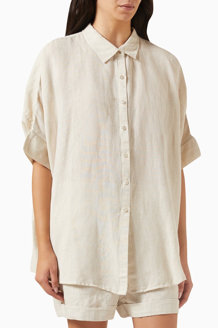 

Lula Oversized Shirt in Linen-blend, Neutral