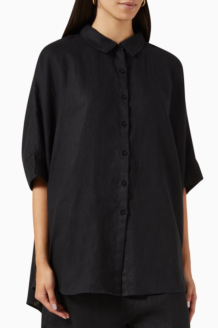 

Lula Oversized Shirt in Linen-blend, Black