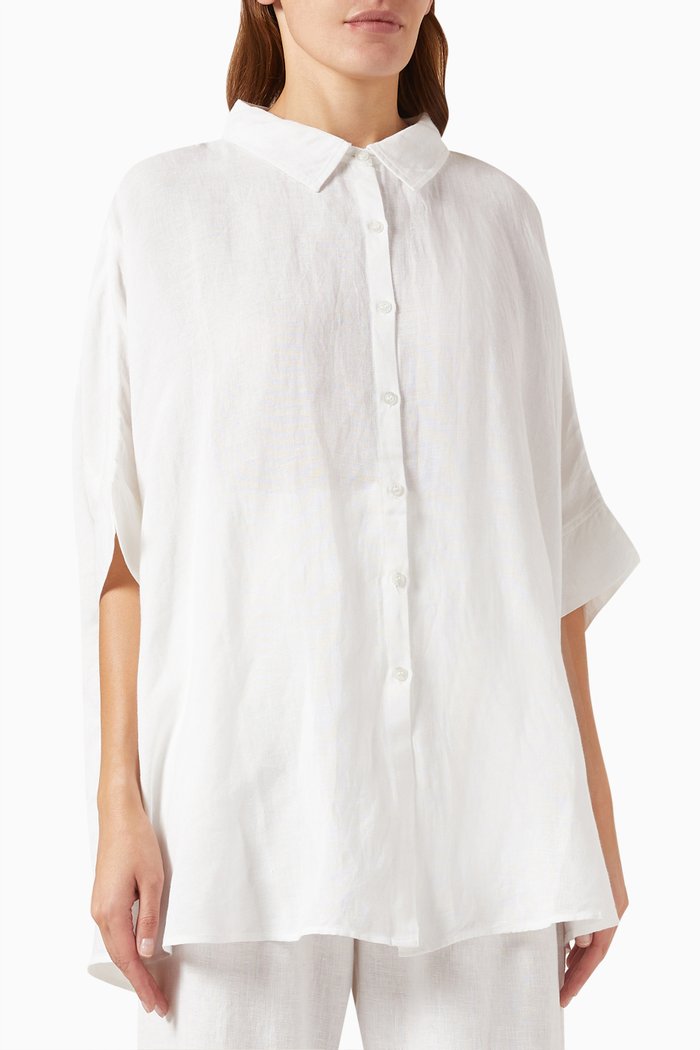 

Lula Oversized Shirt in Linen-blend, White