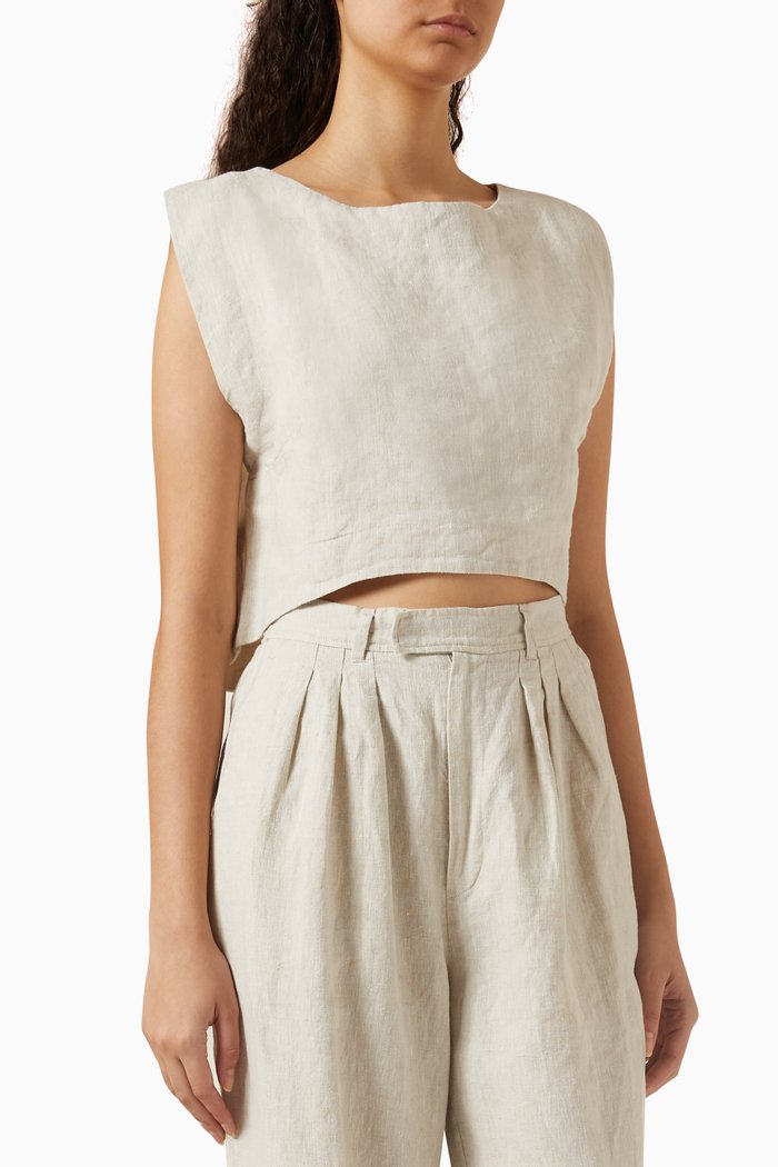 

Martina Crop Top in Linen, Neutral