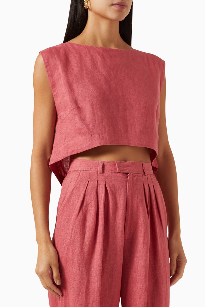 

Martina Crop Top in Linen, Pink
