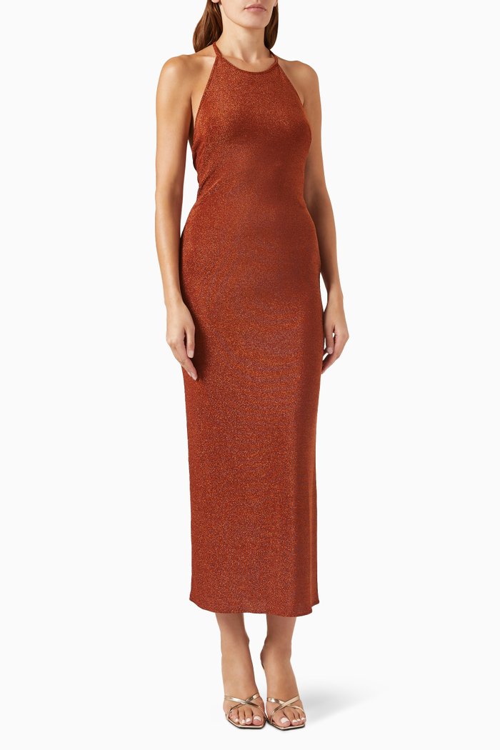 

Charlotte Halter Maxi Dress in Lurex-jersey, Orange