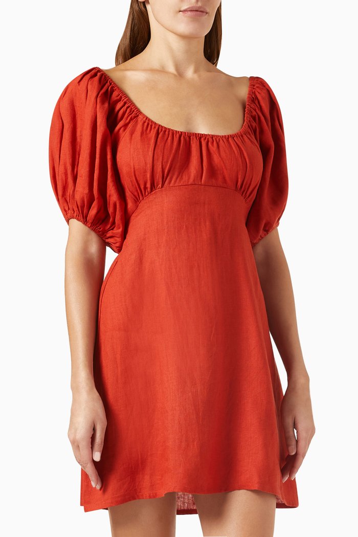 

Dove Mini Dress in Linen, Red
