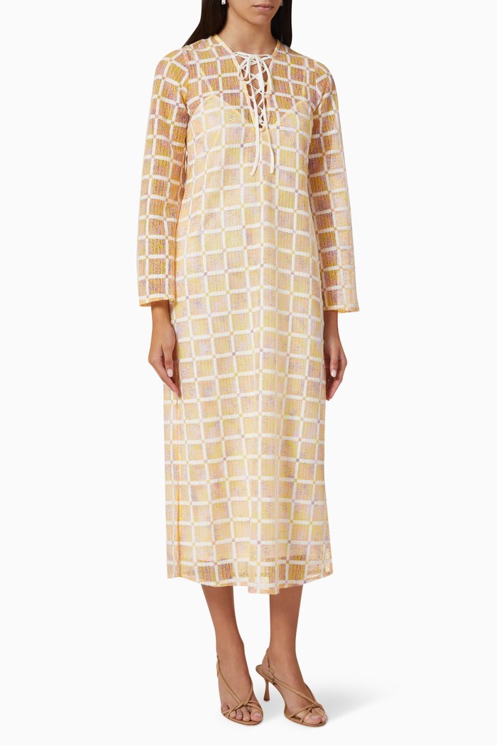 

Brandy Midi Dress in Cotton Lace, Neutral