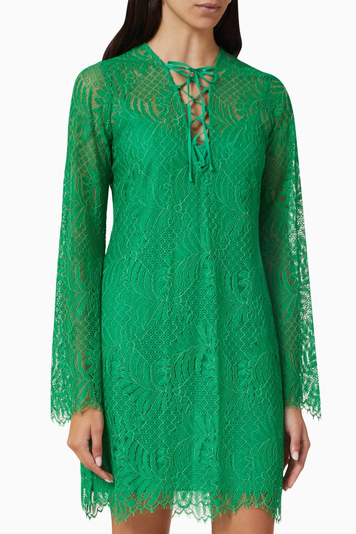 

Brandy Mini Dress in Cotton Lace, Green