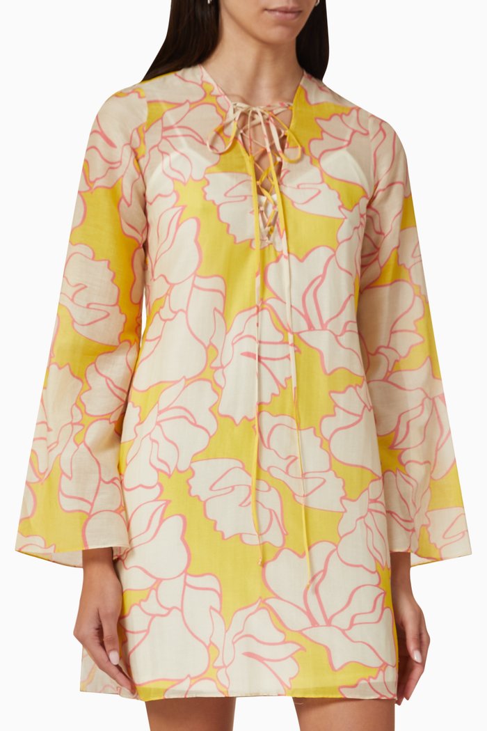 

Brandy Mini Dress in Silk Cotton, Yellow