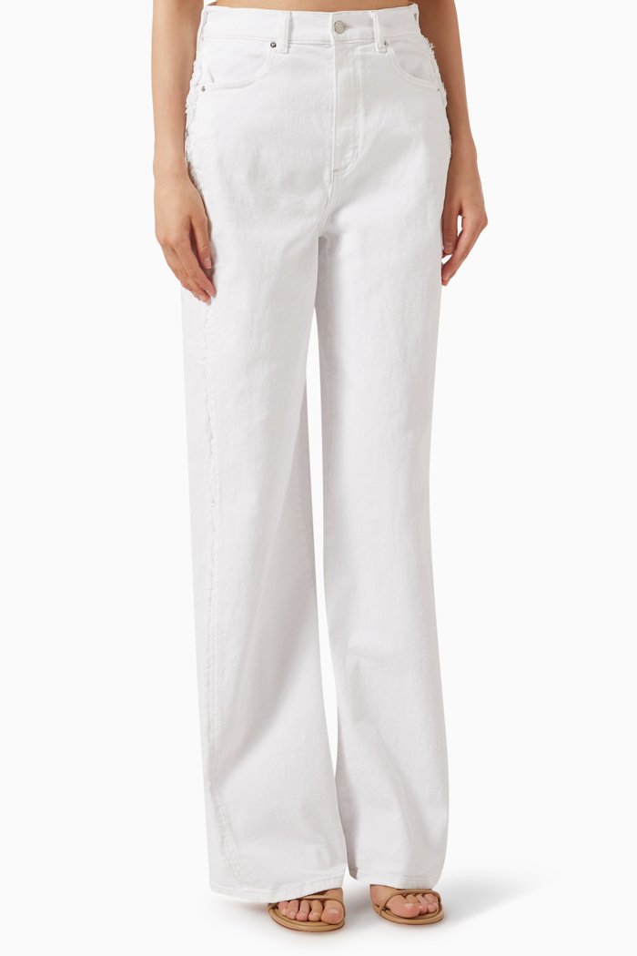 

Helena Fringe Wide-leg Jeans in Denim, White