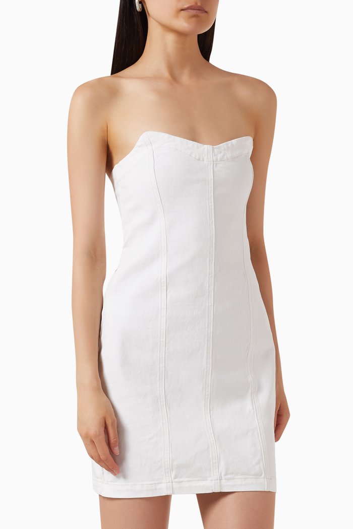 

Farrah Mini Corset Dress in Denim, White