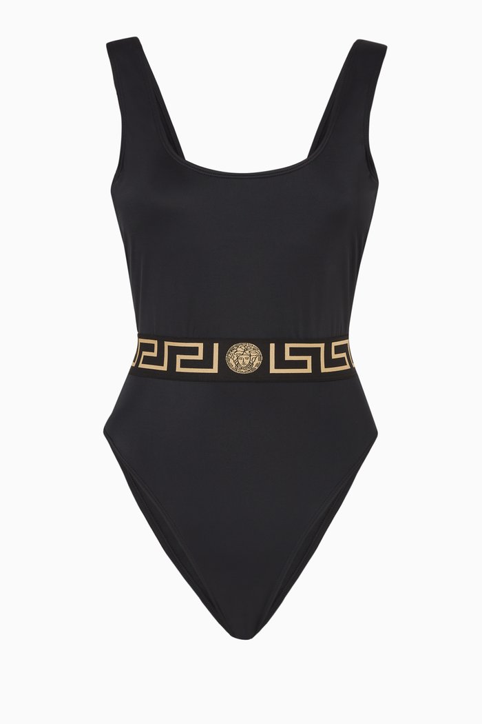 

Greca One-piece Swimsuit in Stretch-nylon, Black