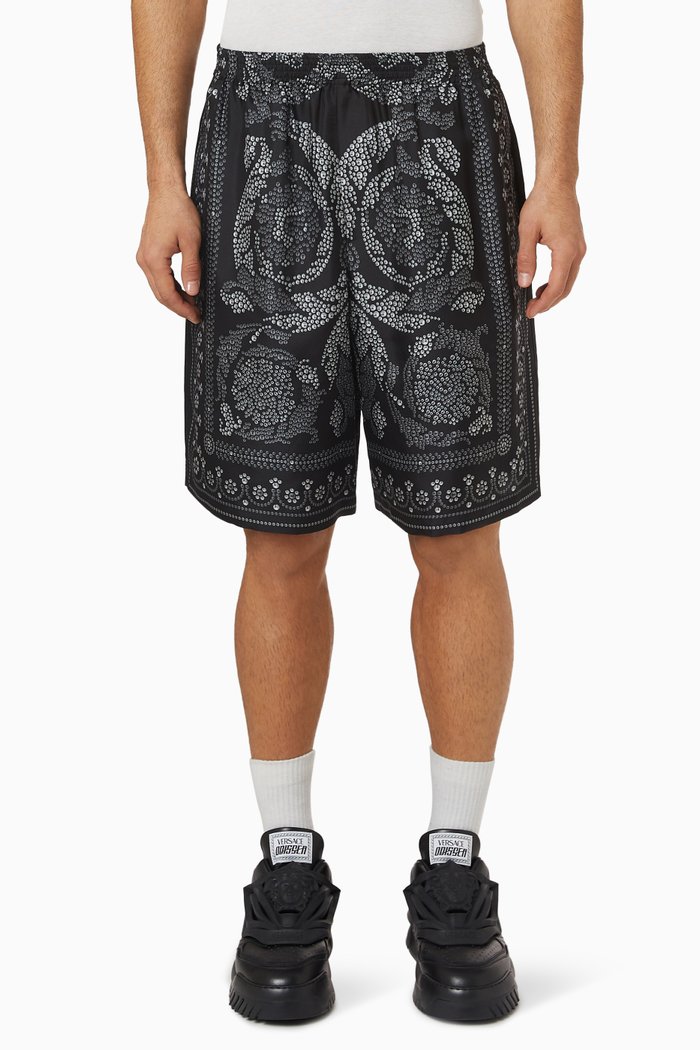 

Barocco Silhouette Shorts in Silk, Black