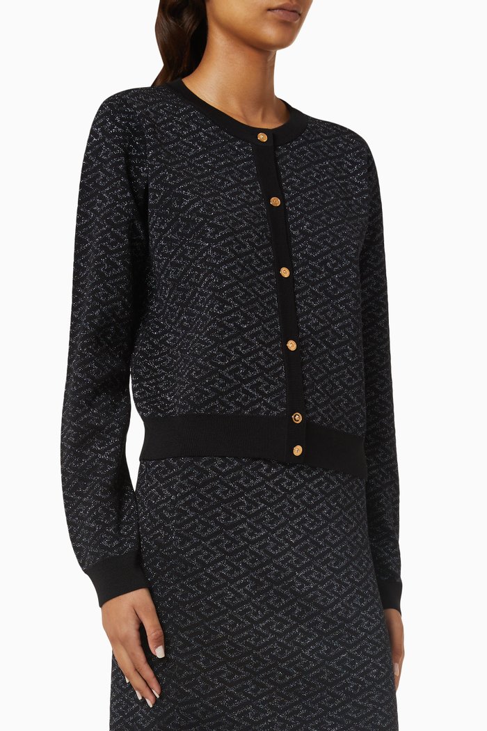 

La Greca Medusa Cardigan in Jacquard, Black