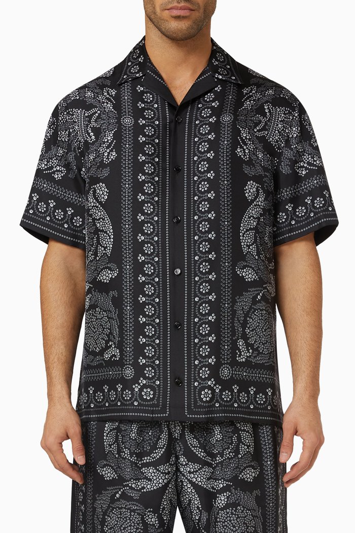 

Barocco Silhouette Shirt in Silk, Black