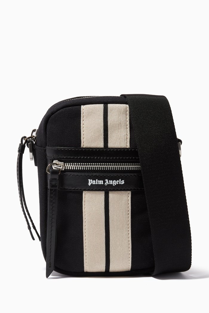 

Venice Track Crossbody Bag in Cotton Canvas, Black