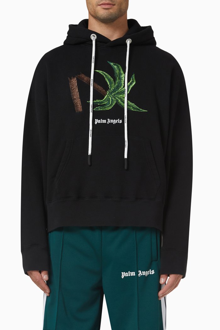

Logo Broken Palm Hoodie in Cotton Jersey, Black