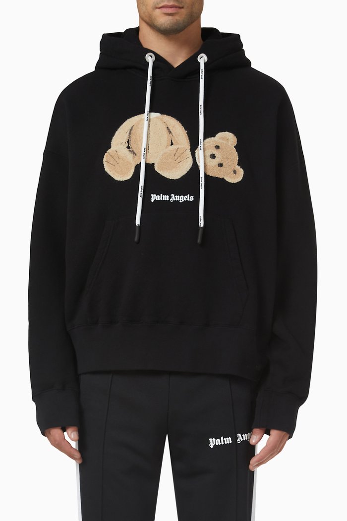 

Logo Bear Hoodie in Cotton Jersey, Black