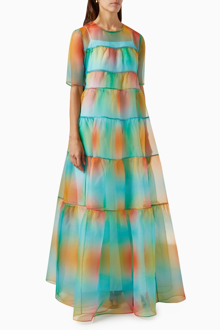 

Hyacinth Maxi Dress in Organza, Blue