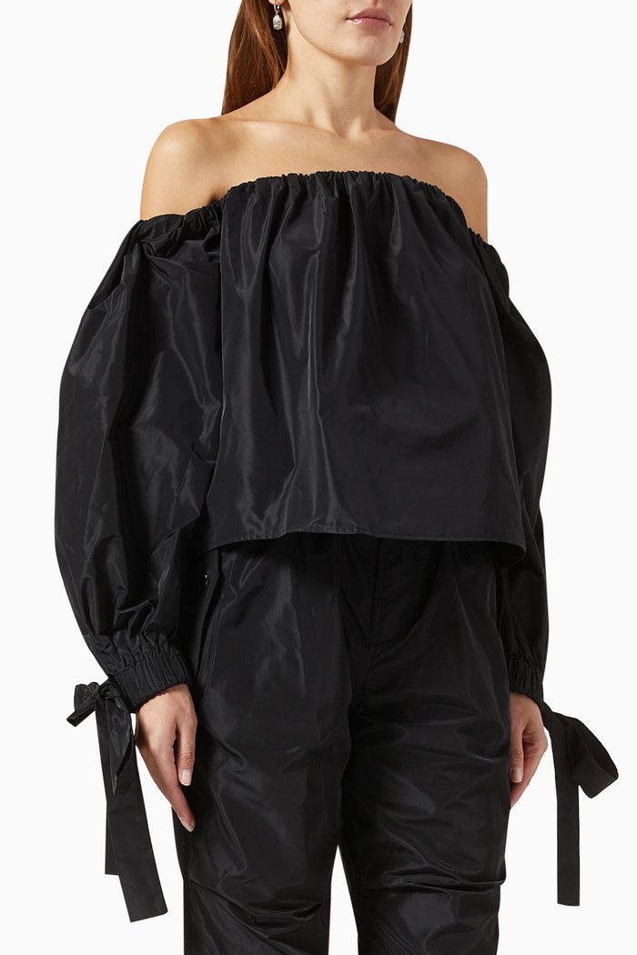 

Colby Off-shoulder Top in Nylon, Black
