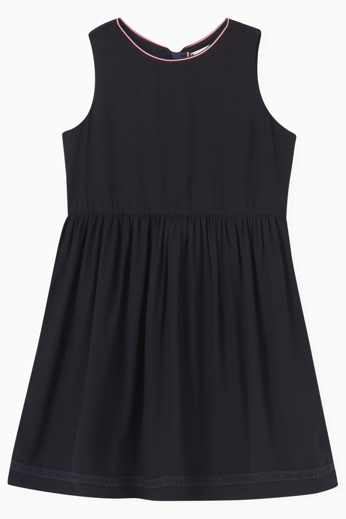 

Lace Tape Dress in Viscose, Blue