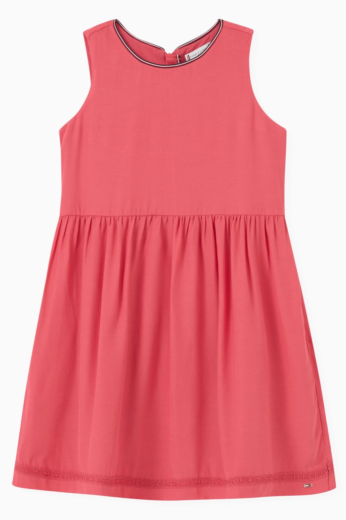 Lace Tape Dress in Viscose, Pink