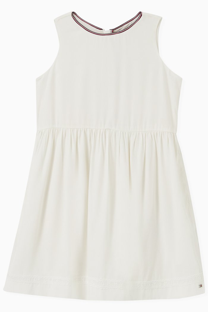Lace Tape Dress in Viscose, White
