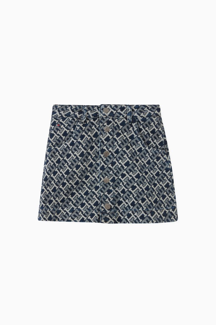 

Monogram Skirt in Denim, Blue