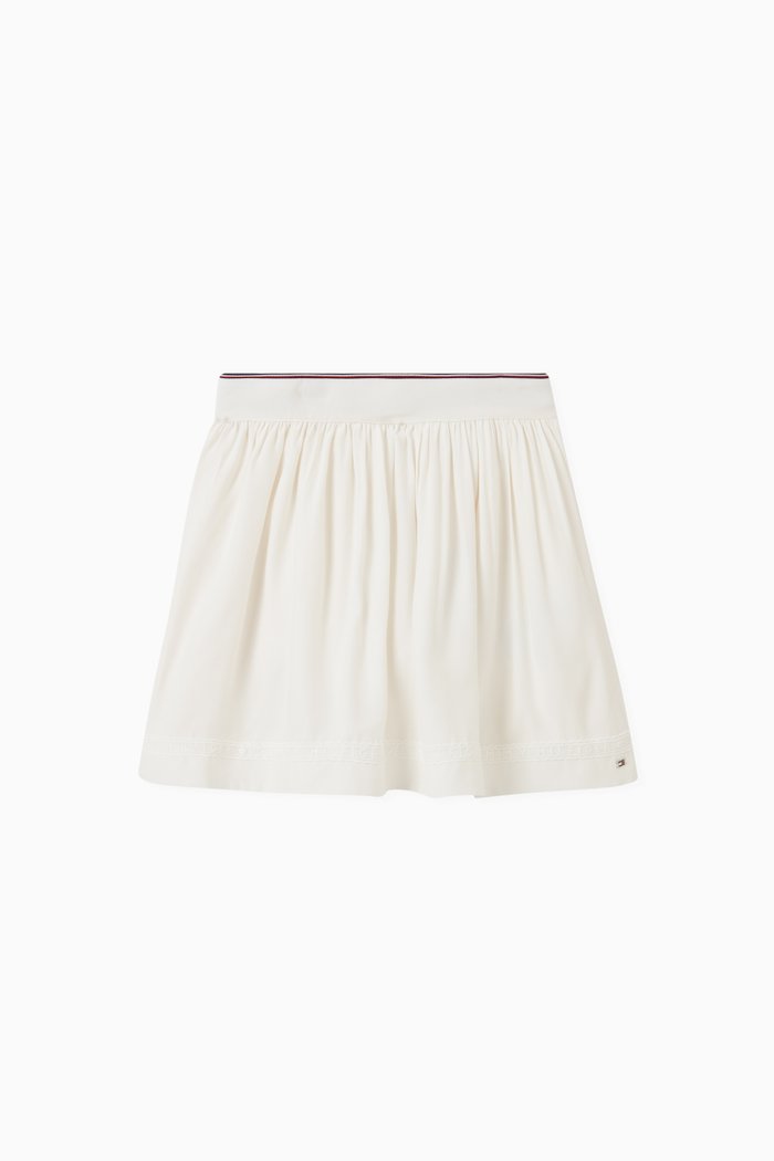 

Lace Tape Skirt in Viscose, White