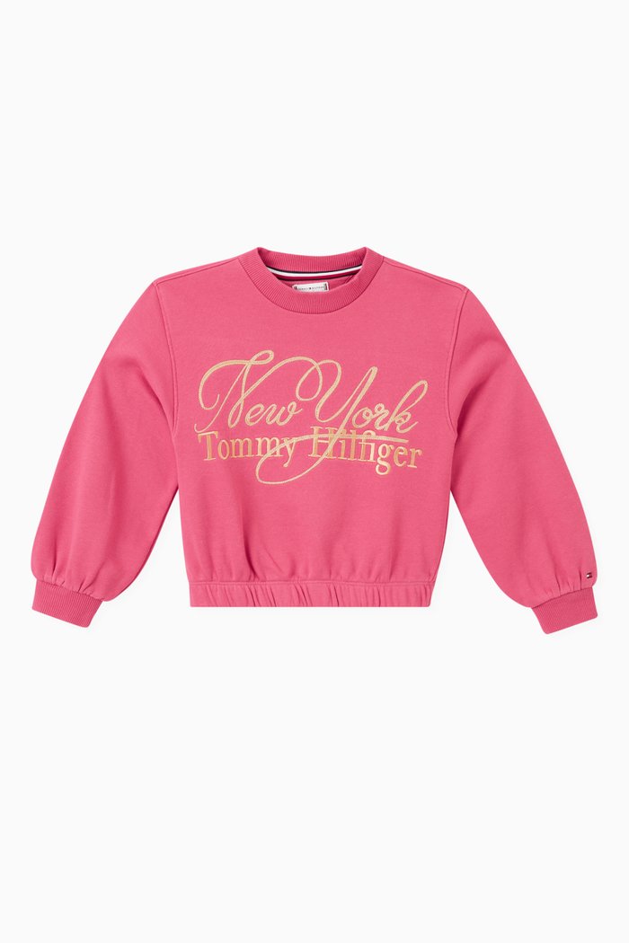 

Script Sweatshirt in Cotton, Pink