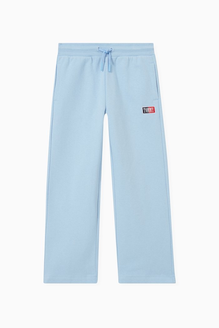 Intarsia Logo Sweatpants in Recycled Cotton, Blue