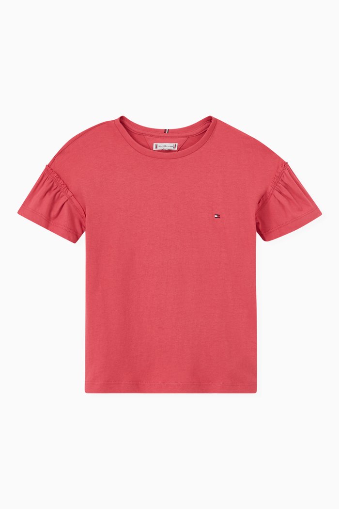 

Frilled T-shirt in Cotton, Pink