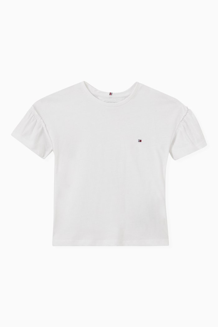 

Frilled T-shirt in Cotton, White