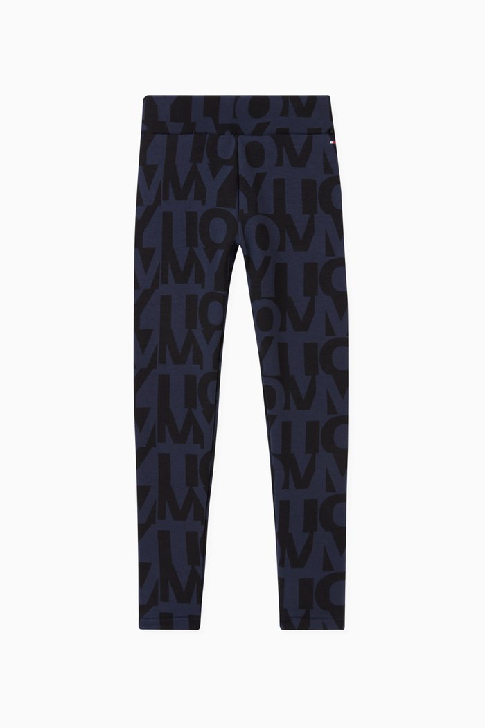 Logo Leggings in Cotton Jersey, Blue