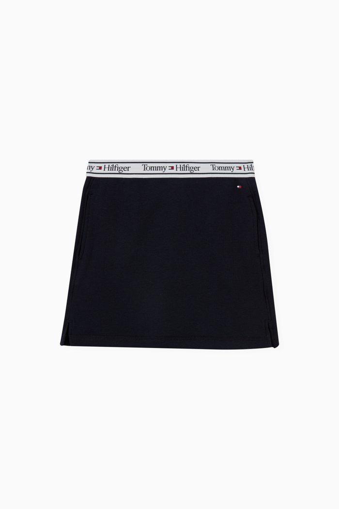 

Logo Tape Mini Skirt in Organic Cotton, Blue