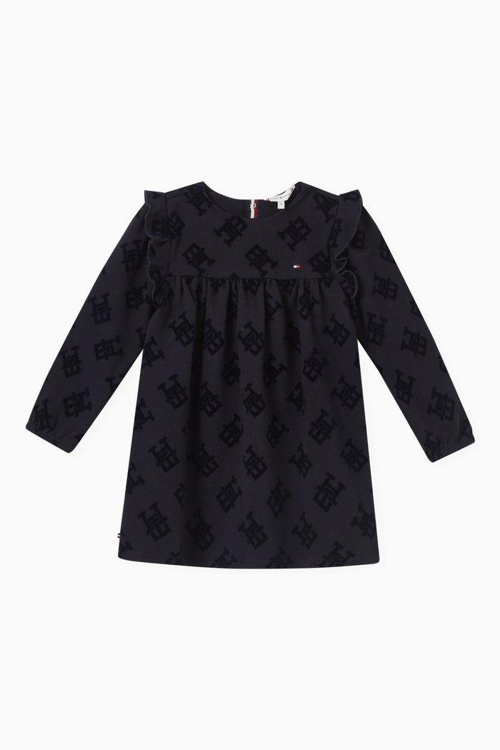 

Monogram Logo Dress in Organic Cotton, Blue