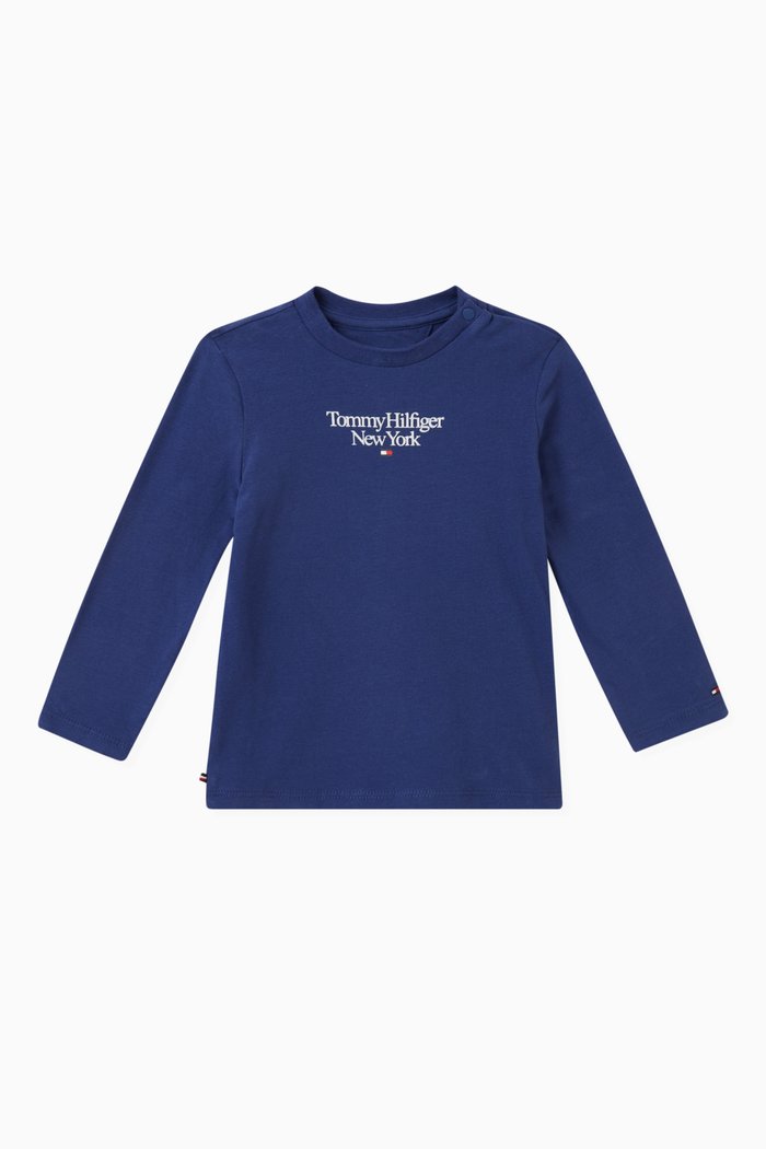 Logo T-shirt in Cotton Terry, Blue