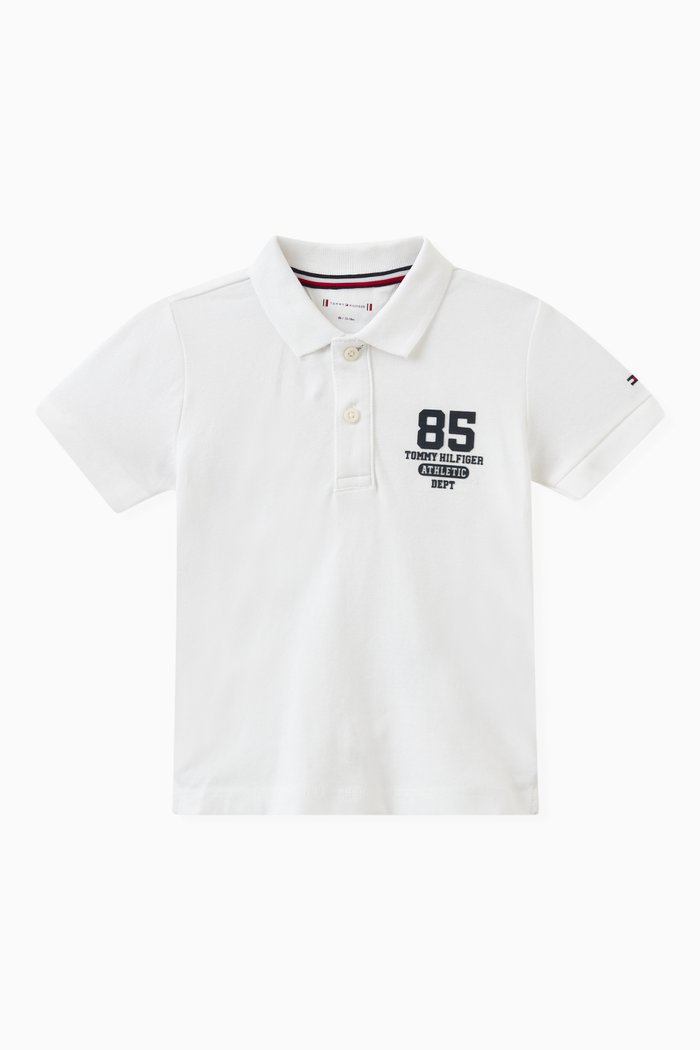 

College Logo Polo Shirt in Cotton, White