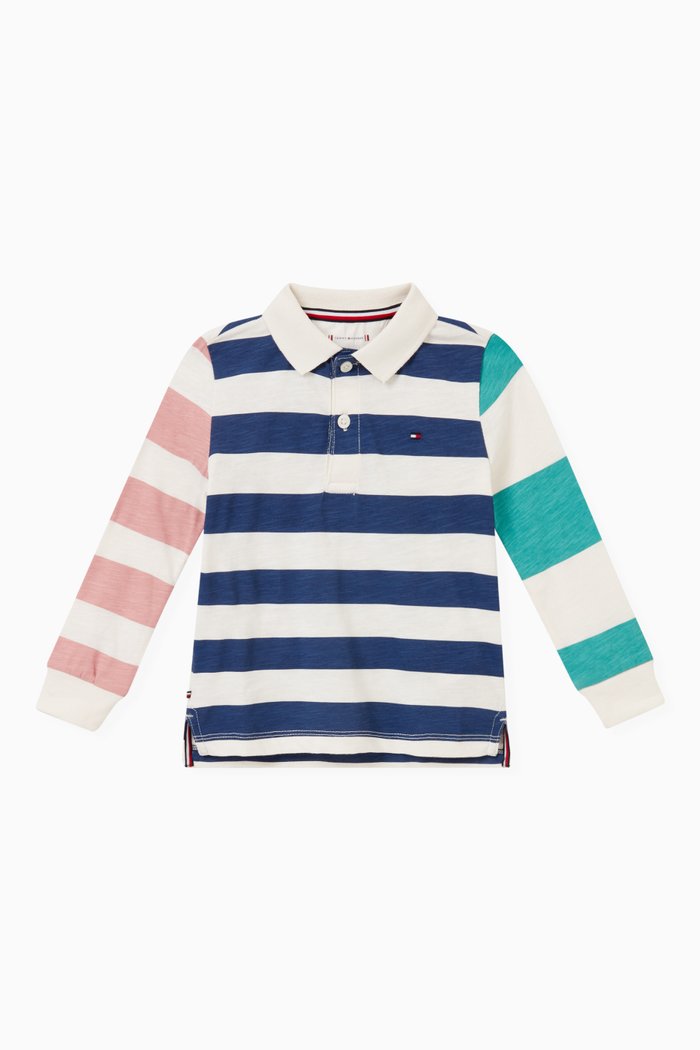 

Striped Logo Polo Shirt in Cotton, Multicolour