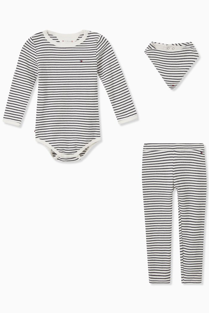 

Logo Bodysuit, Bib & Sweatpants Set in Cotton, White