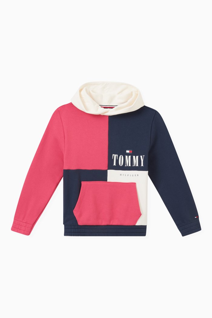 

Logo Colour-block Hoodie in Cotton, Multicolour