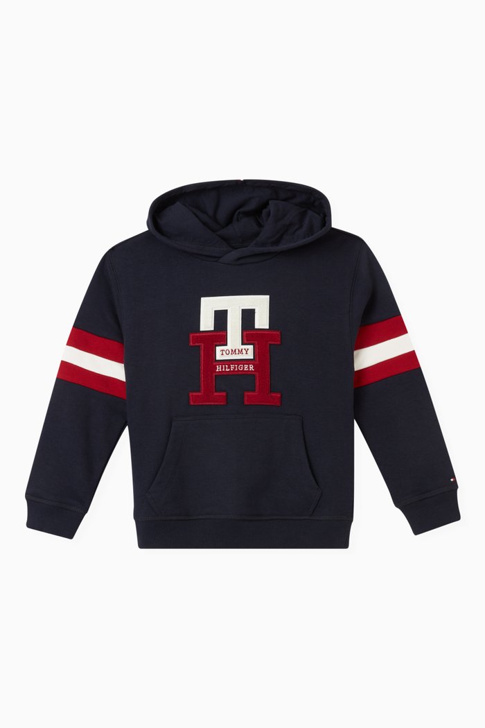 

Monogram Hoodie in Cotton Blend Terry, Blue